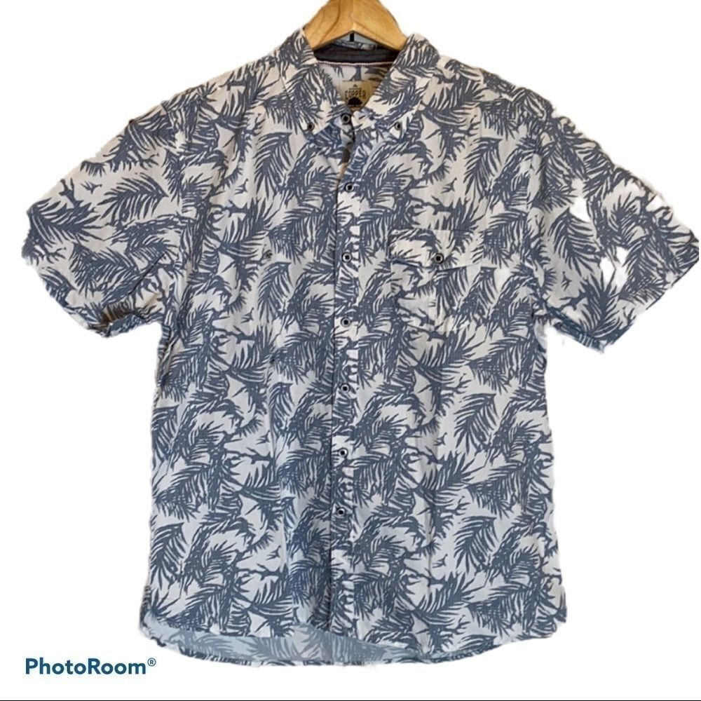 Nwt Men’s Copper & Oak Palm Print Button Up Shirt Size L